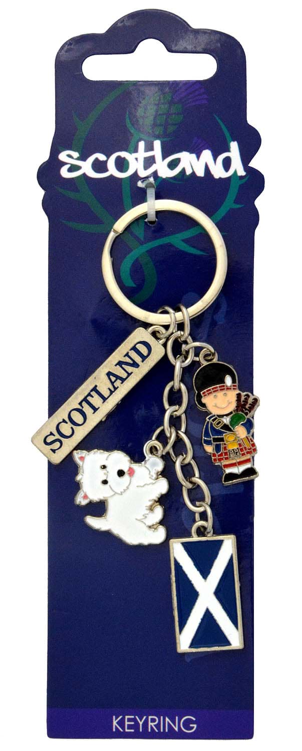 Picture of Scotland Charm Keyring with Westie and Piper