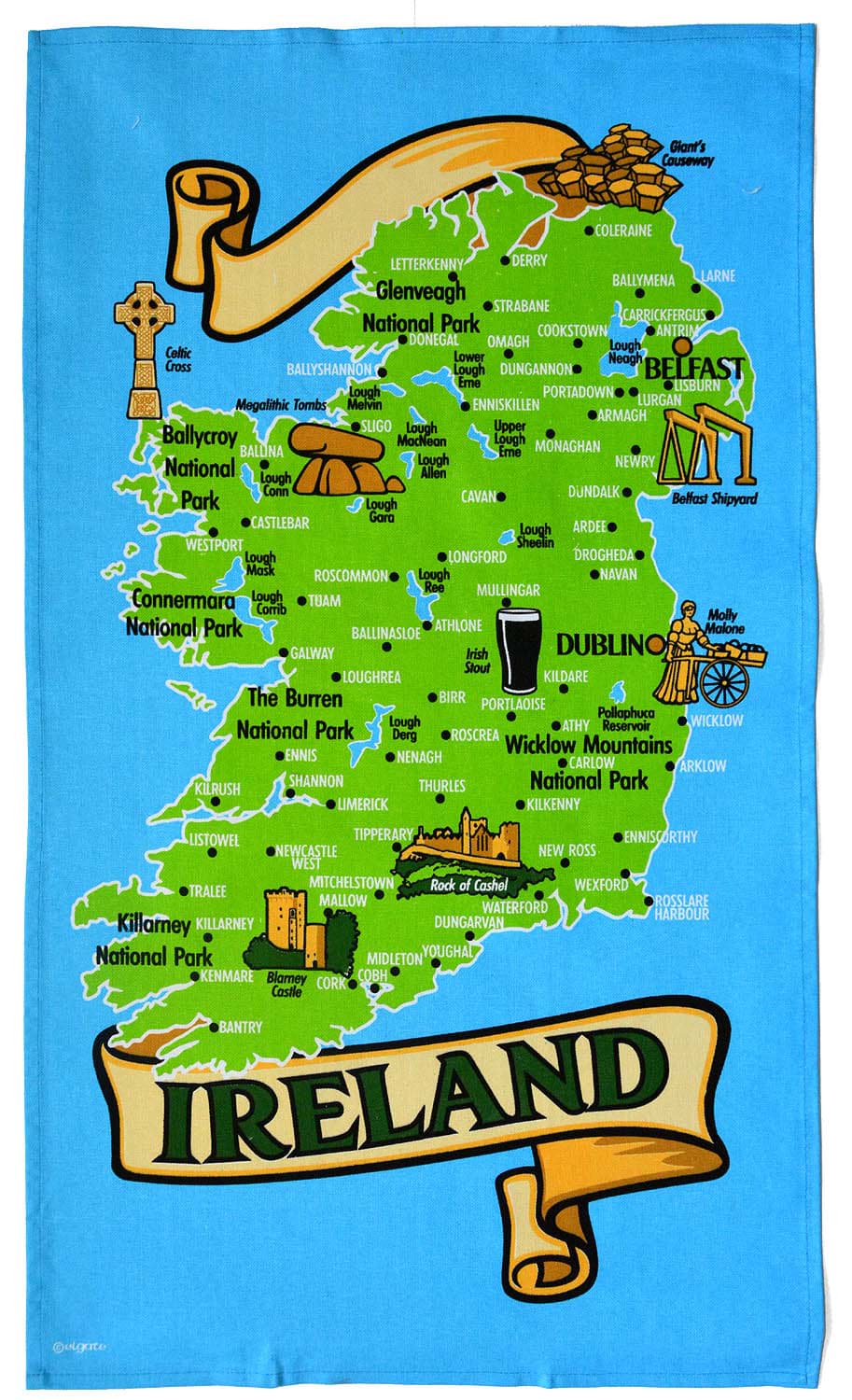 Picture of Ireland Map Tea Towel 50cm x 80cm