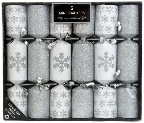 Bild von Harvey & Mason 6 Mini Crackers Silver Snowflake