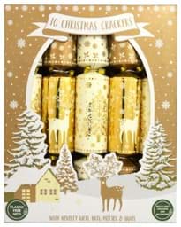 Bild von Christmas Time 10 Gold Damask Crackers