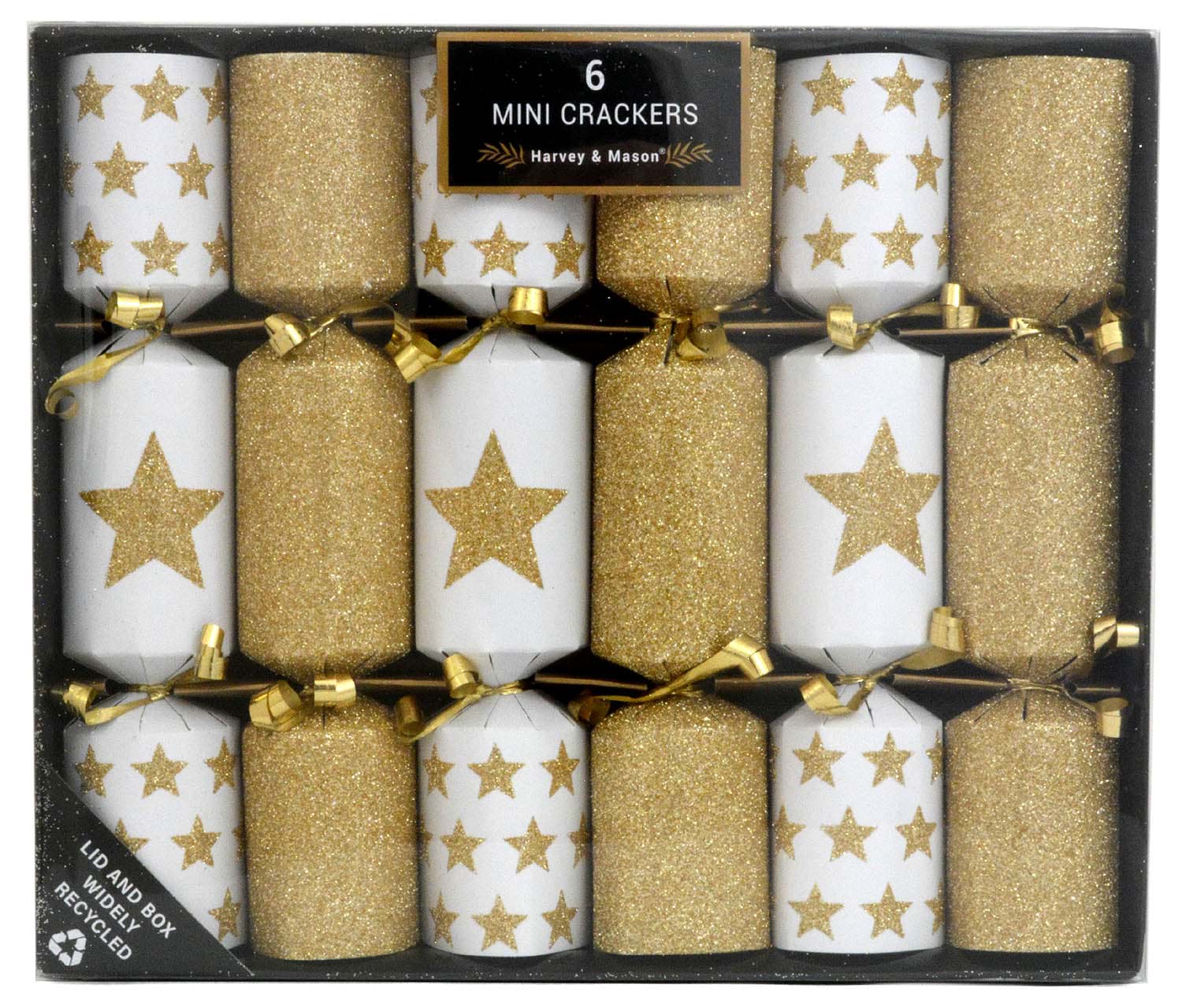 Picture of Harvey & Mason 6 Mini Crackers Gold Star