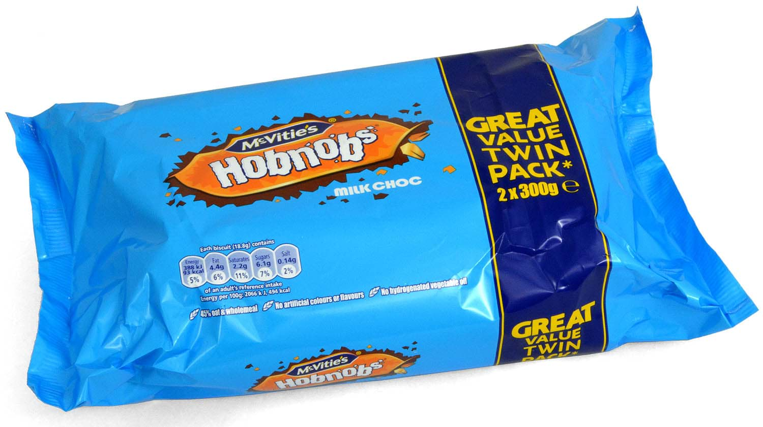 Picture of McVities Milk Choc Hobnobs Twin Pack 2 x 300g